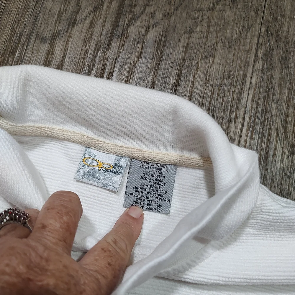 OP Sport Men's Classic White Textured Henley Short Sleeve Shirt Size XL